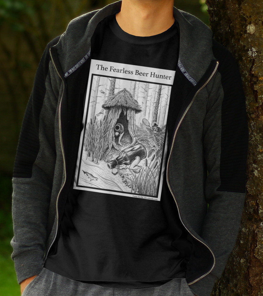 The Fearless Beer Hunter Forest Adventure Hut Scene T-Shirt
