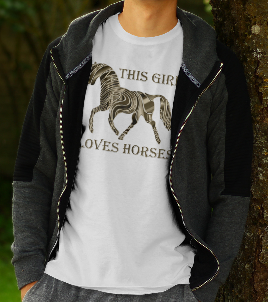 This Girl Loves Horses 3D Metallic Horse T-Shirt