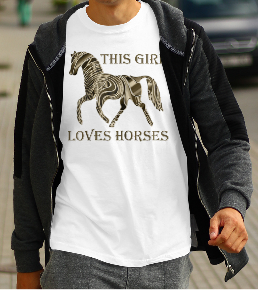 This Girl Loves Horses 3D Metallic Horse T-Shirt