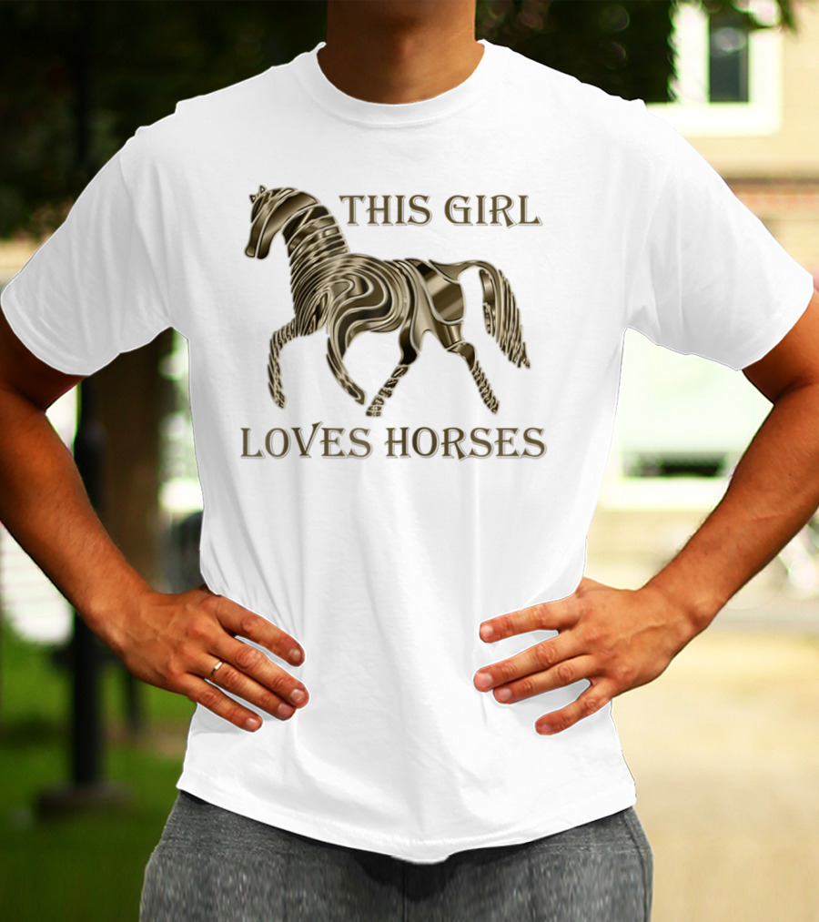 This Girl Loves Horses 3D Metallic Horse T-Shirt