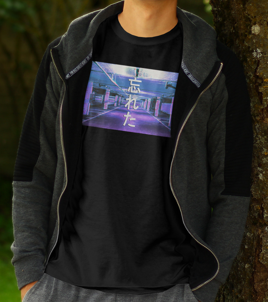 Forgotten Vaporwave Aesthetic Underground Parking Scene Japanese Text T-Shirt
