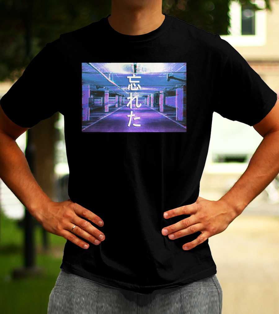 Forgotten Vaporwave Aesthetic Underground Parking Scene Japanese Text T-Shirt