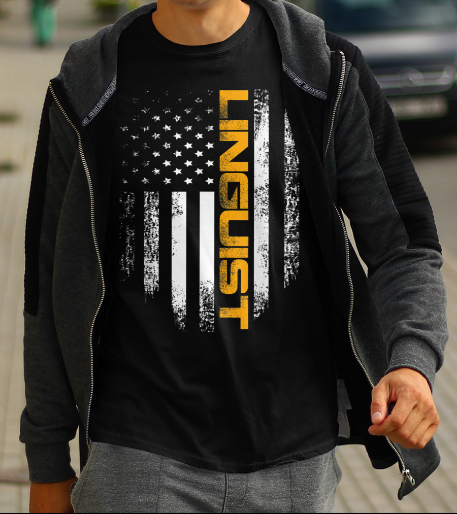 Vintage American USA Flag Linguist Cool T-Shirt