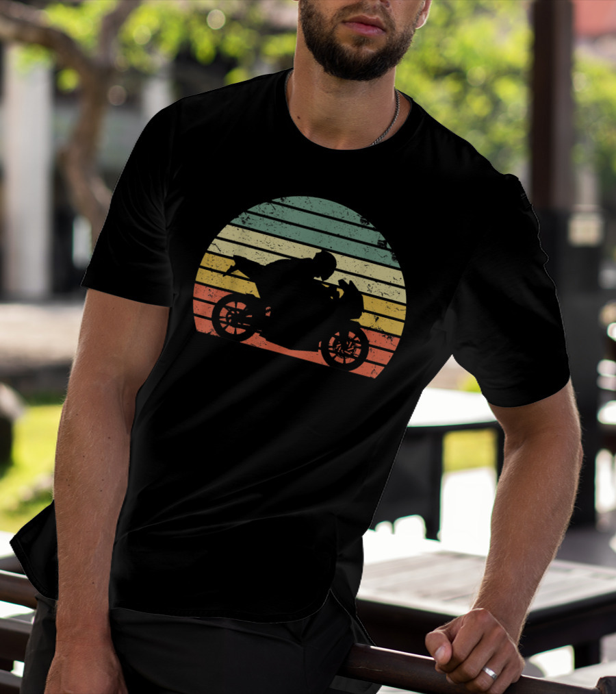 Vintage Biker Motorcycle Retro Sunset T-Shirt