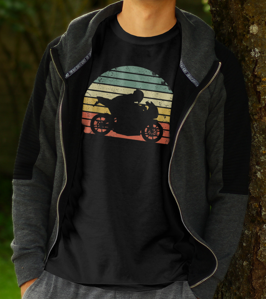 Vintage Biker Motorcycle Retro Sunset T-Shirt