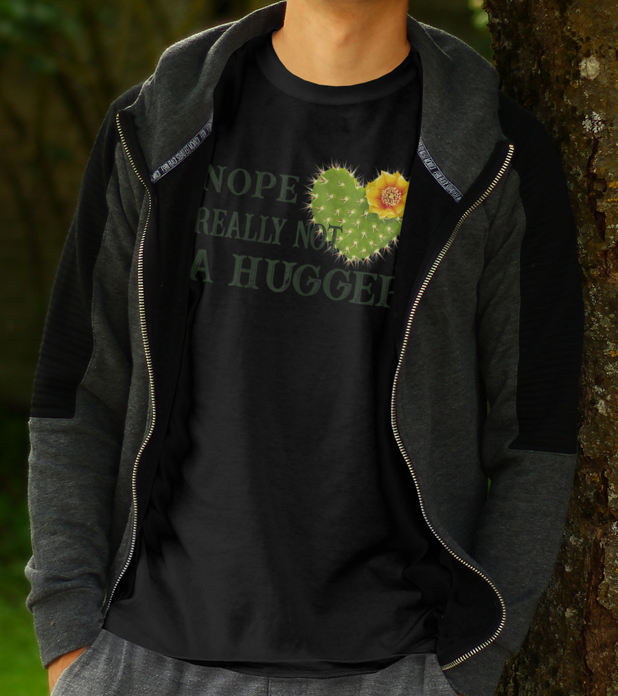 Nope Really Not A Hugger Cactus Heart With Yellow Flower T-Shirt