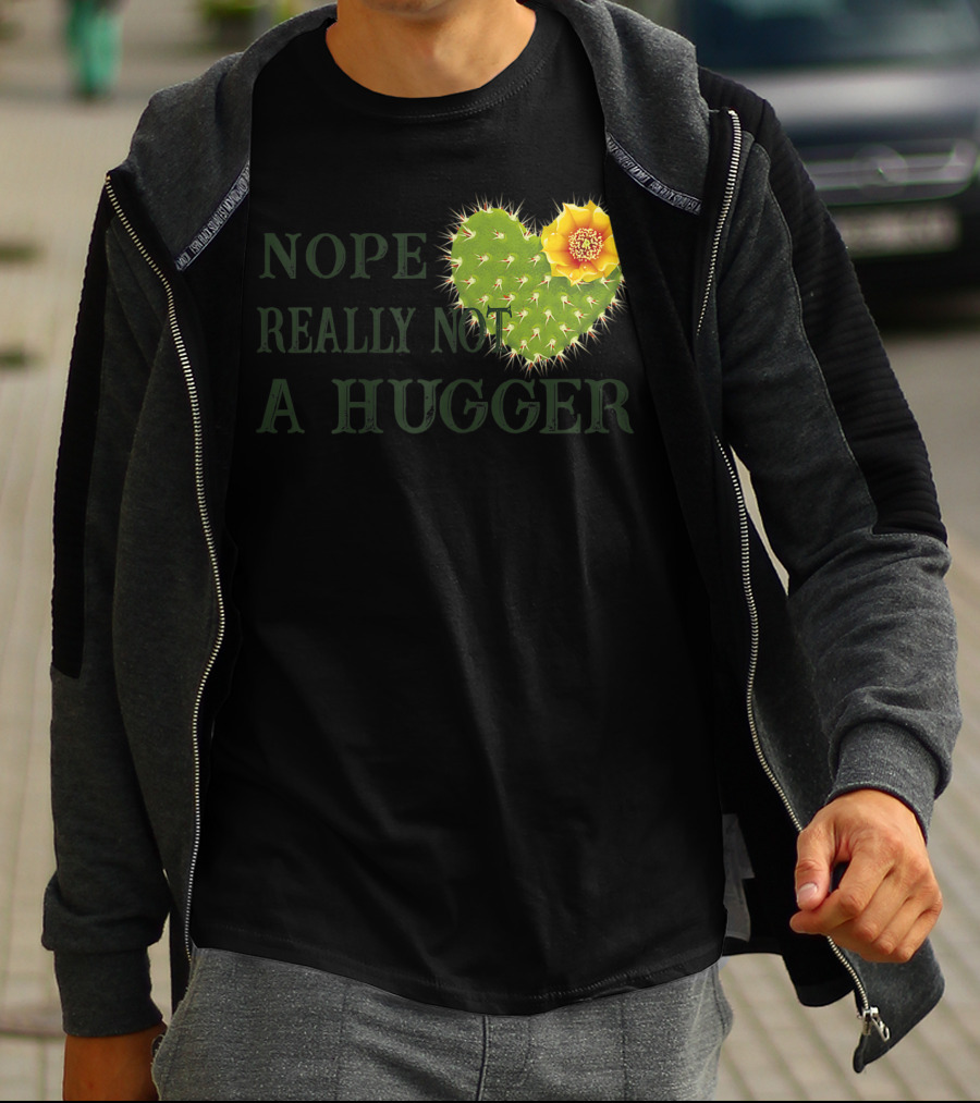 Nope Really Not A Hugger Cactus Heart With Yellow Flower T-Shirt