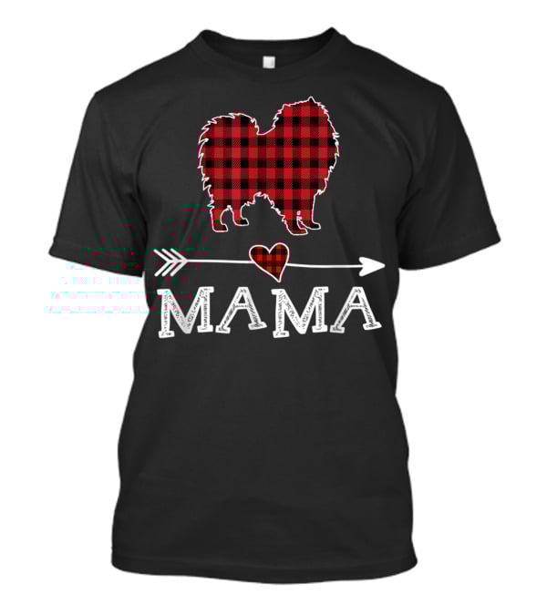 Plaid Keeshond Heart Mama Buffalo Dog Mom Arrow T-Shirt