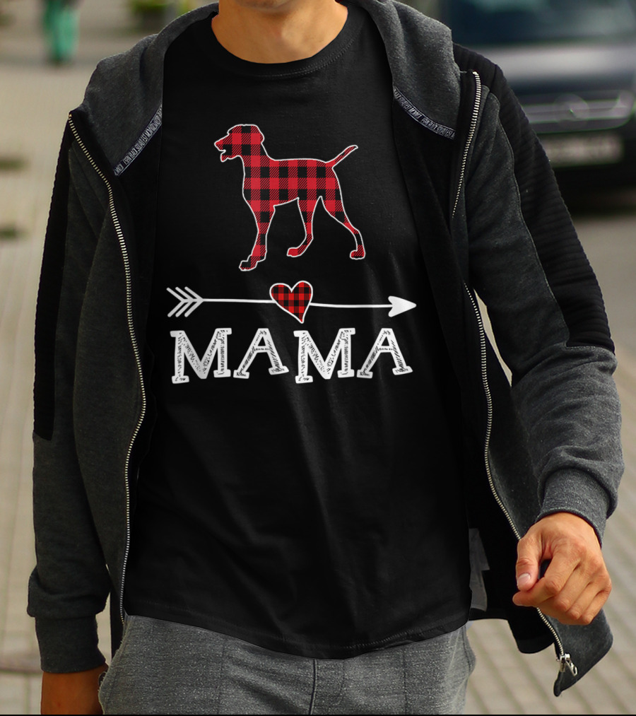 Red Plaid Weimaraner Heart Mama Dog Arrow T-Shirt
