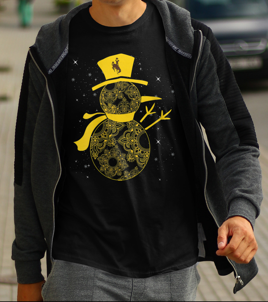 Wyoming Cowboys Mandala Snowman With Cowboy Hat T-Shirt