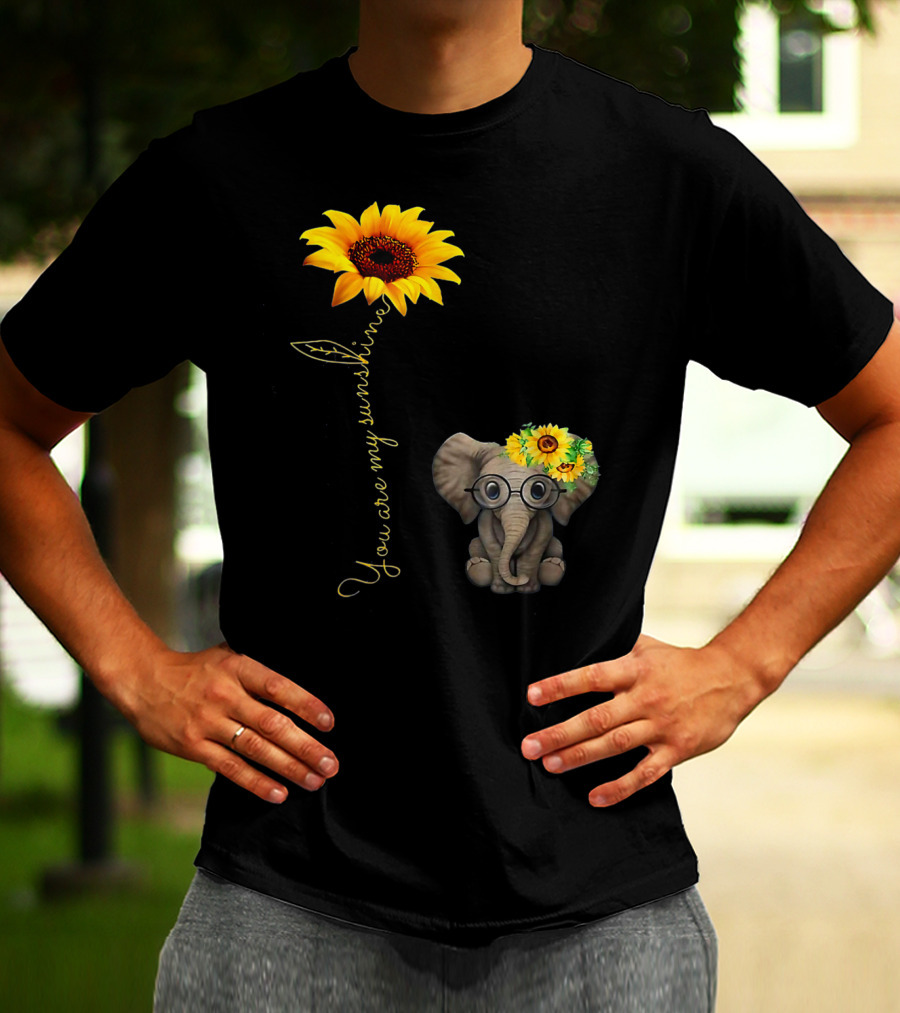You Are My Sunshine Sunflower Elephant Hippie T-Shirt