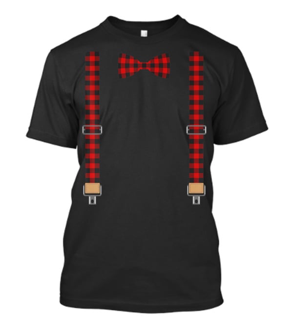 Christmas Buffalo Plaid Bow Tie And Suspenders T-Shirt