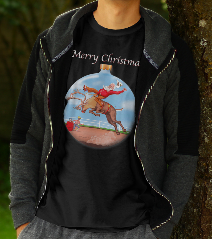 Merry Christmas Santa Claus Riding Rudolph T-Shirt