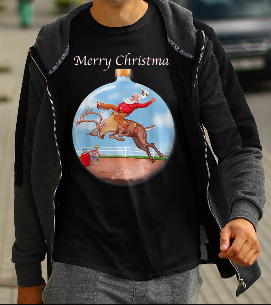 Merry Christmas Santa Claus Riding Rudolph T-Shirt