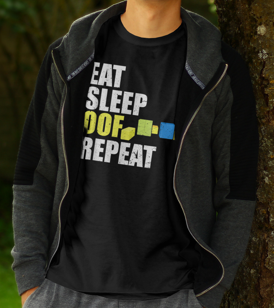 Eat Sleep Oof Repeat Gamers Blocky Character Banner T-Shirt