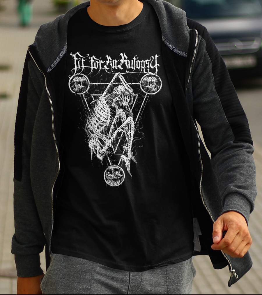 Fitforanautopsy Skeleton With Triangular Geometric Skull T-Shirt