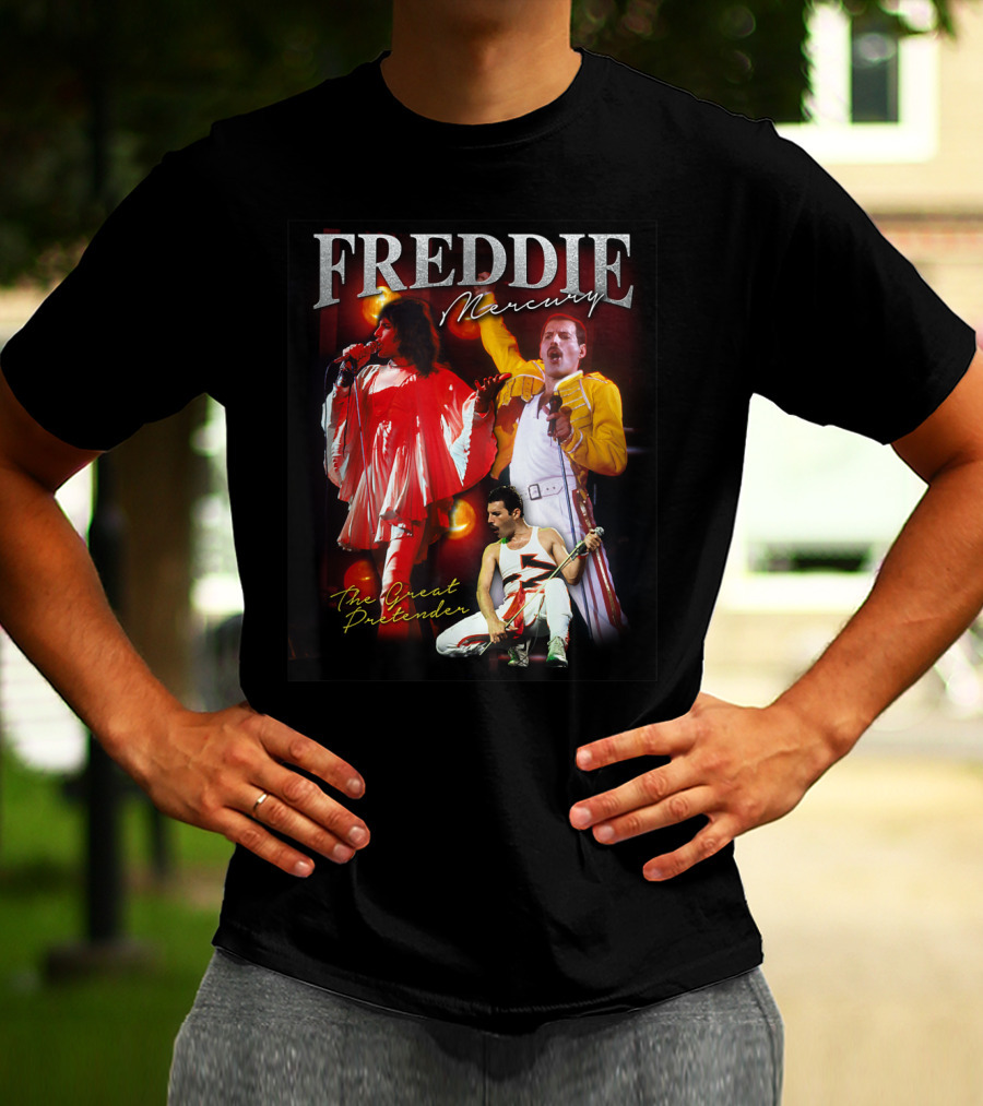 Freddie Mercury The Great Pretender Concert Image Montage T-Shirt