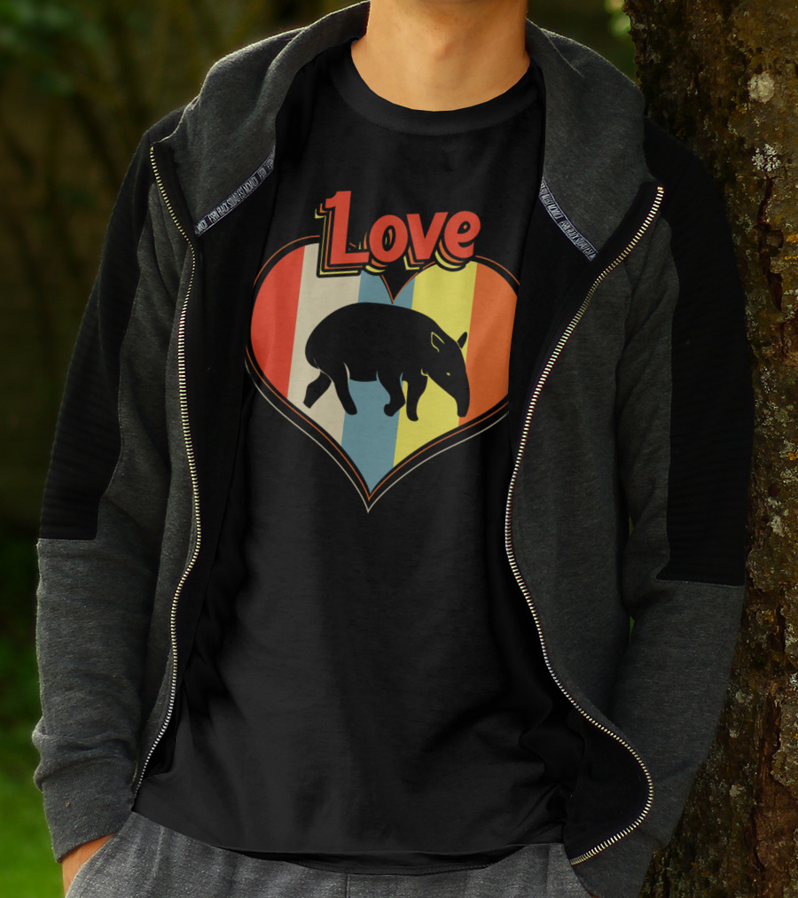 Love Heart Tapir Vintage Stripe T-Shirt