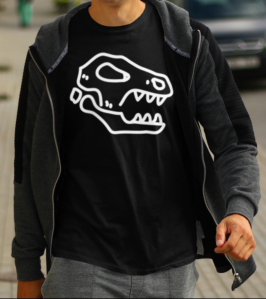 Trex Skull Fossil Kids Dinosaur Badge T-Shirt