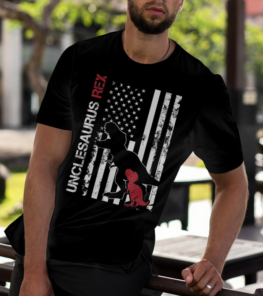 Unclesaurus Rex Dinosaur USA Flag Family T-Shirt