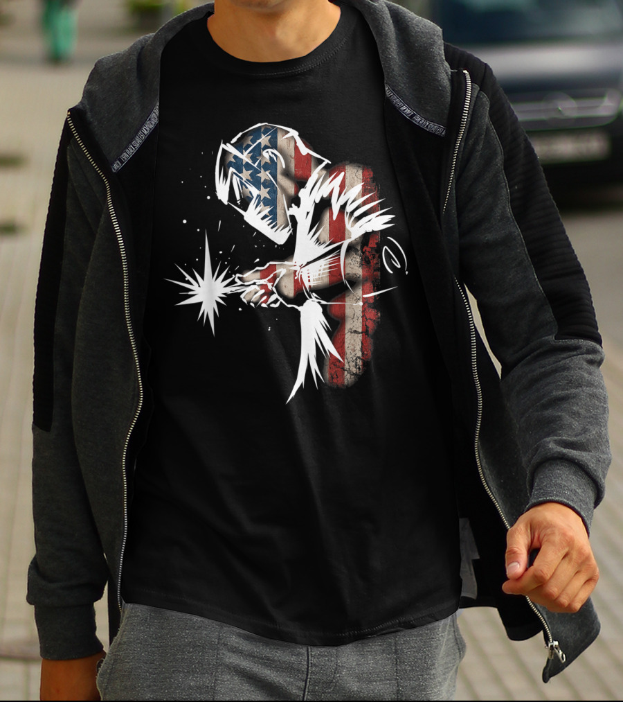 Welder American Flag USA Patriotic Welding Helmet T-Shirt