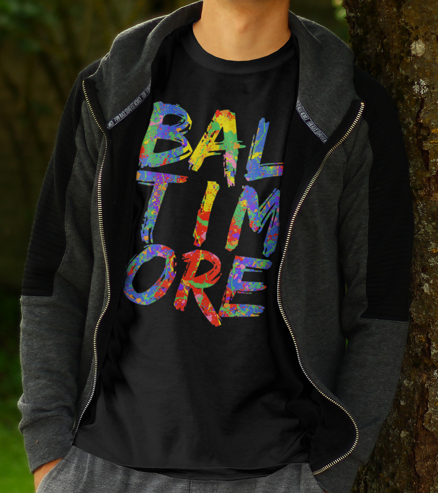Baltimore Colorful Rainbow Paint Splash Effect T-Shirt