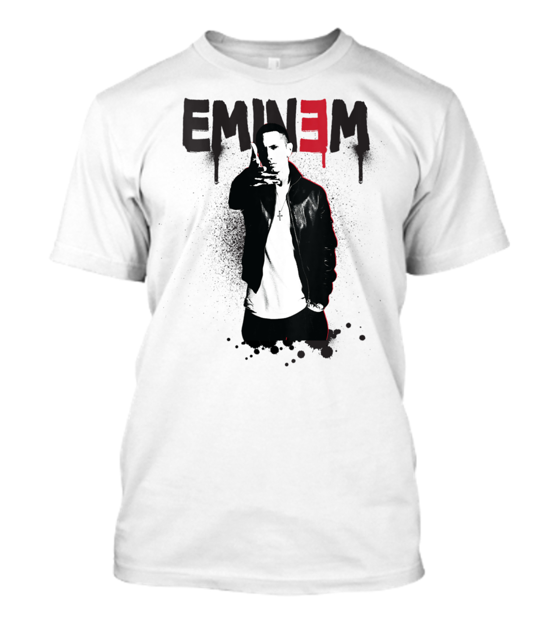 Eminem Sprayed Up Red E Iconic Leather Jacket T-Shirt