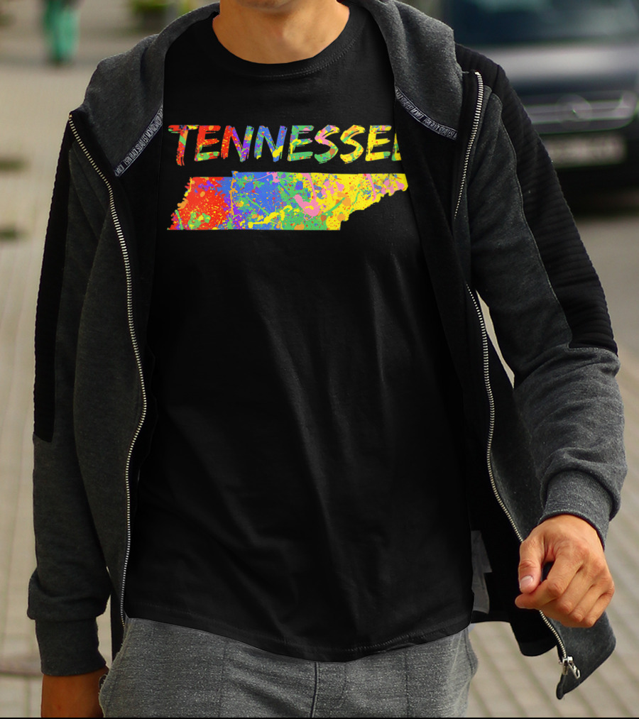 Tennessee Colorful State Outline Brush Stroke T-Shirt