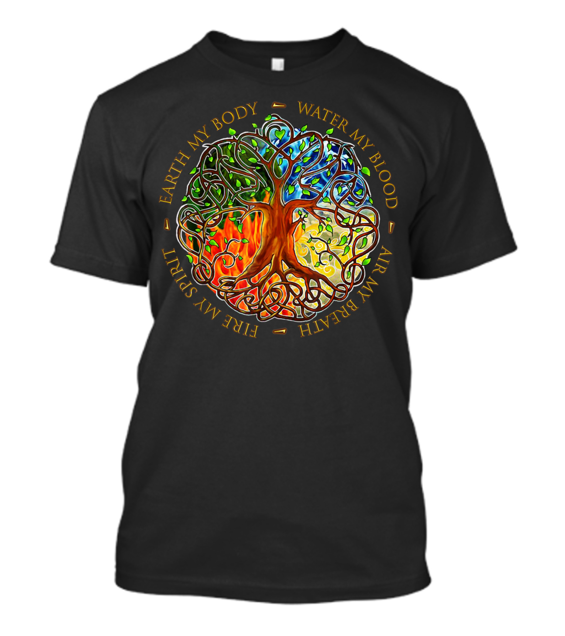 Yggdrasil Tree Of Life Earth My Body Water My Blood Fire My Spirit Air My Breath T-Shirt