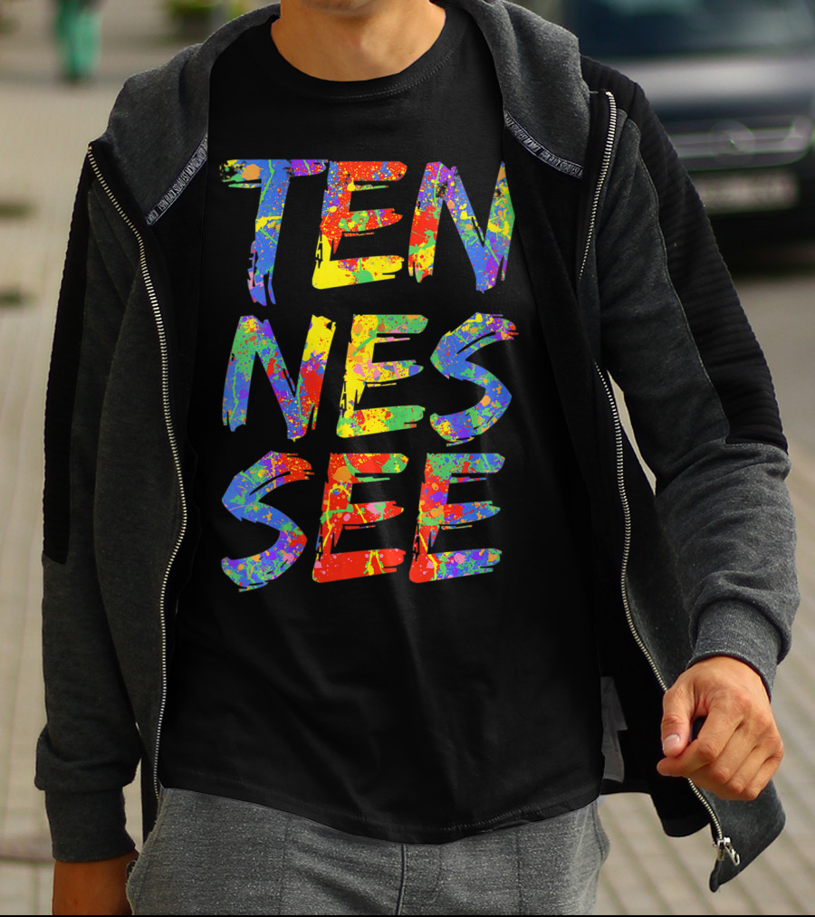 Tennessee Colorful Rainbow Splatter Tn T-Shirt