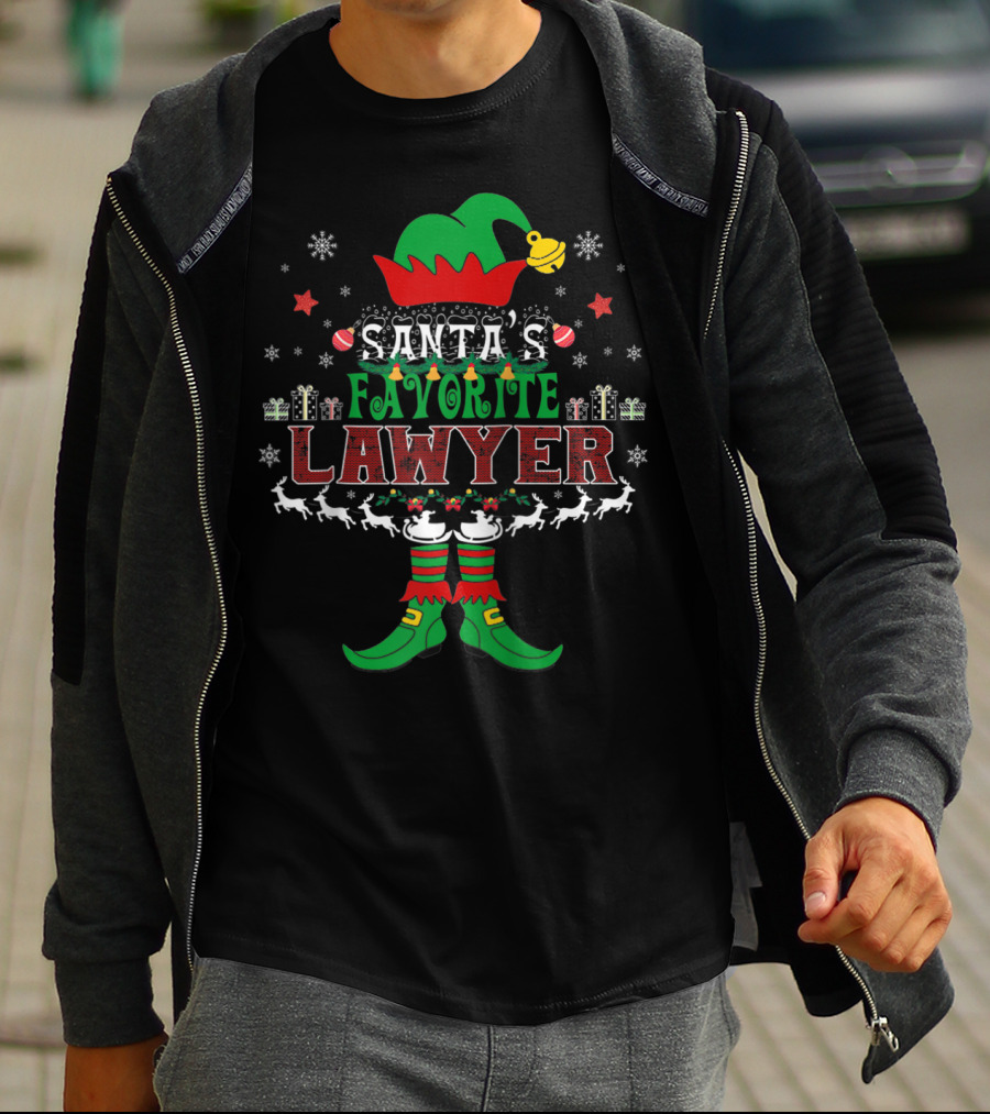 Santa's Favorite Lawyer Festive Elf Reindeer Snowflakes T-Shirt