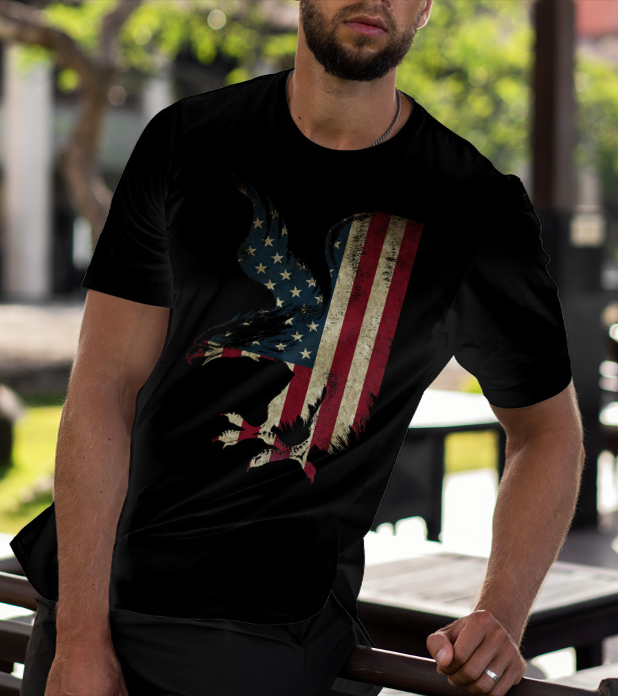 American Patriot Freedom Bald Eagle USA Flag T-Shirt
