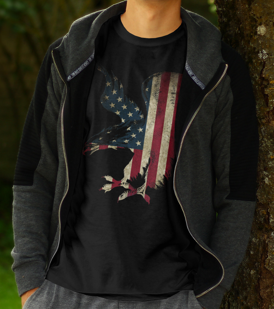 American Patriot Freedom Bald Eagle USA Flag T-Shirt