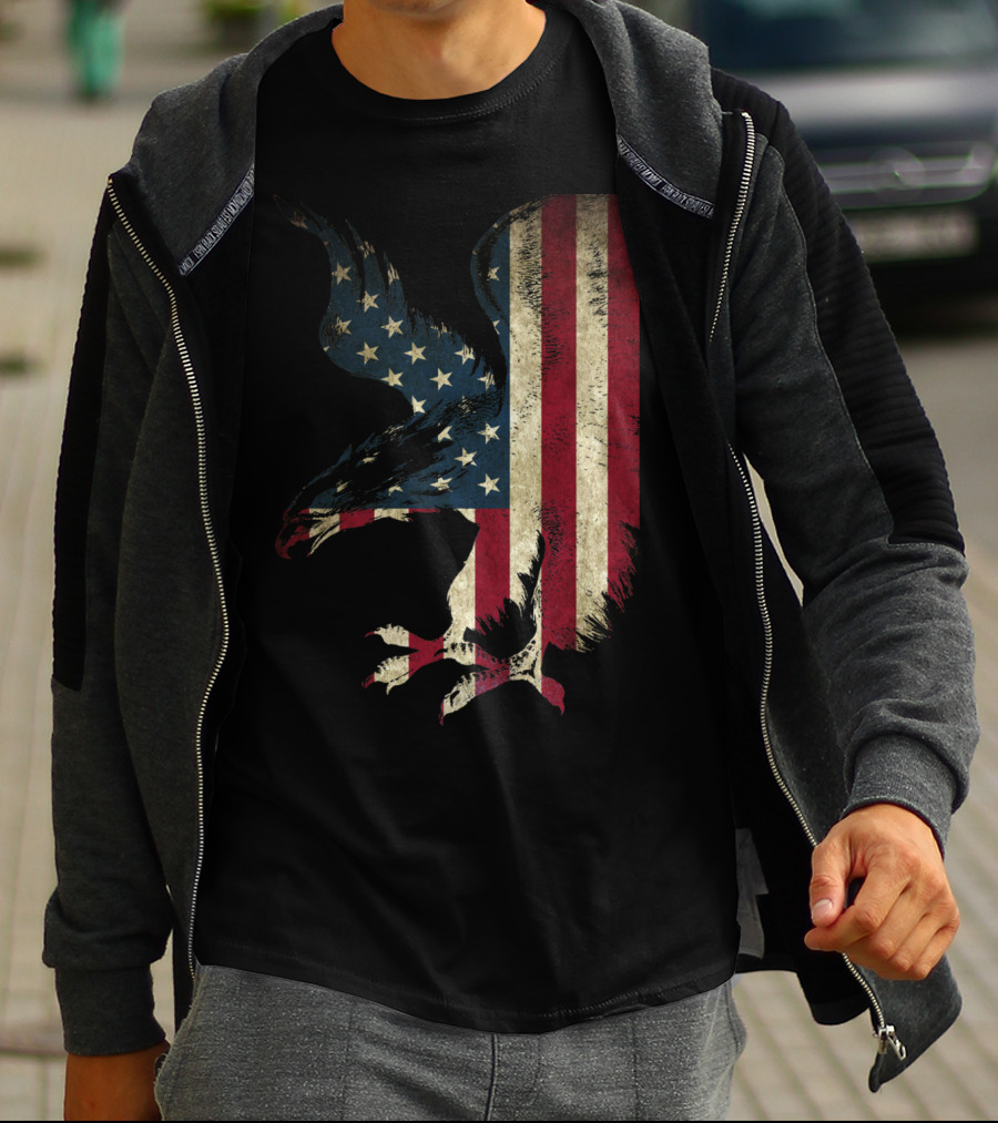 American Patriot Freedom Bald Eagle USA Flag T-Shirt