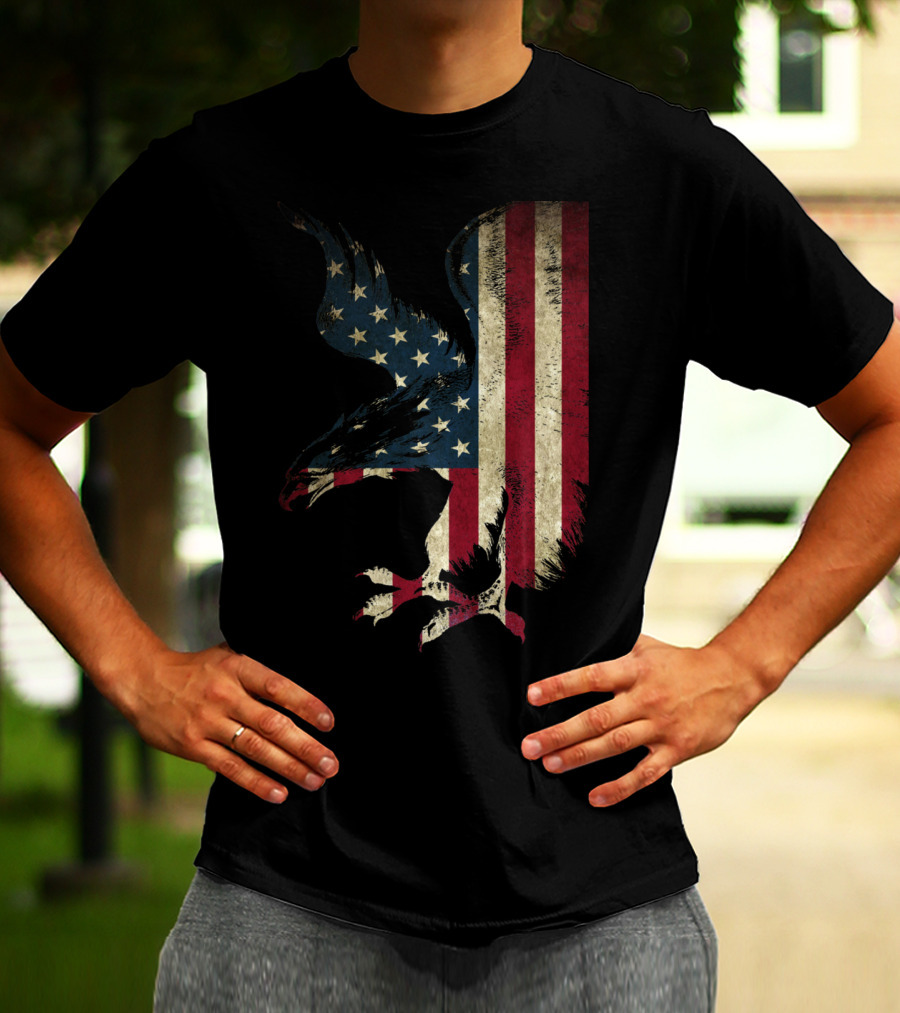 American Patriot Freedom Bald Eagle USA Flag T-Shirt