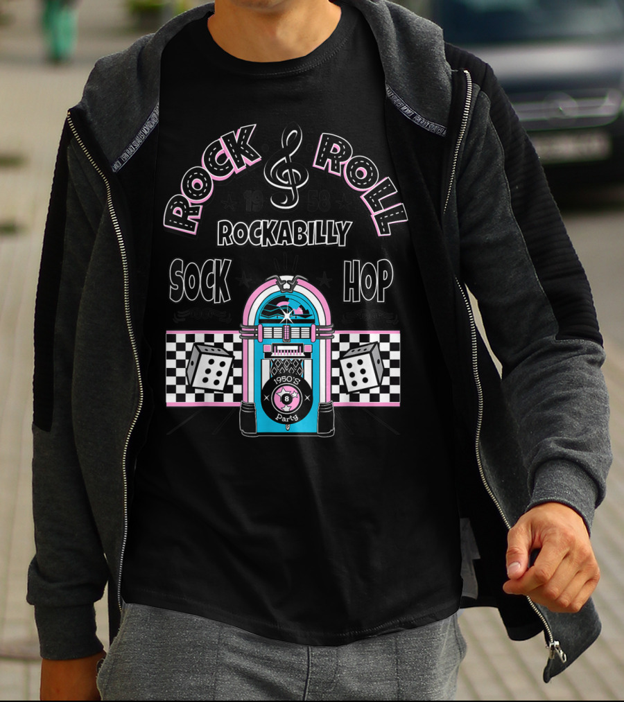 Rock And Roll Rockabilly 1958 Sock Hop Party Jukebox T-Shirt