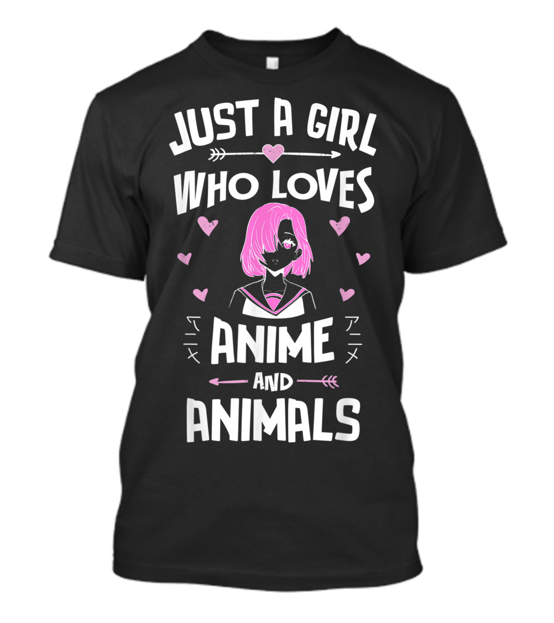 Just A Girl Who Loves Anime And Animals Anime Girl Pink T-Shirt