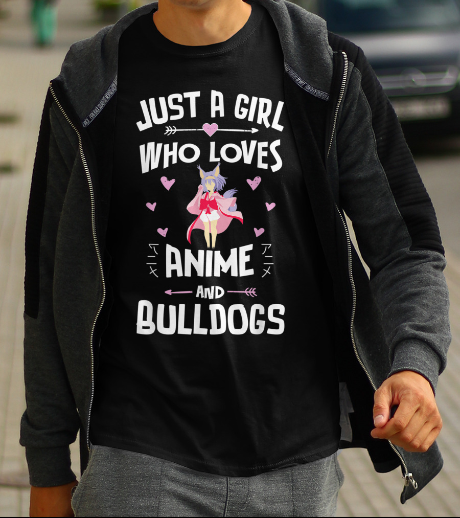 Just A Girl Who Loves Anime And Bulldogs T-Shirt