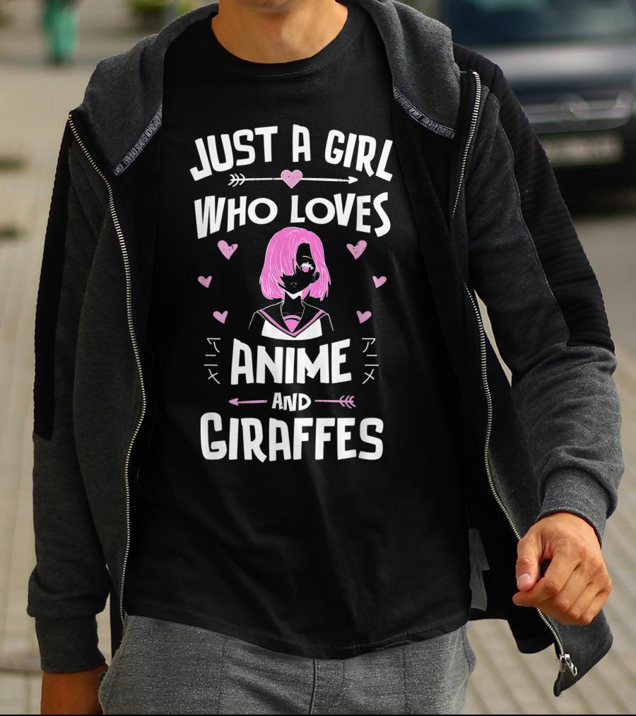 Just A Girl Who Loves Anime And Giraffes Anime Lover T-Shirt