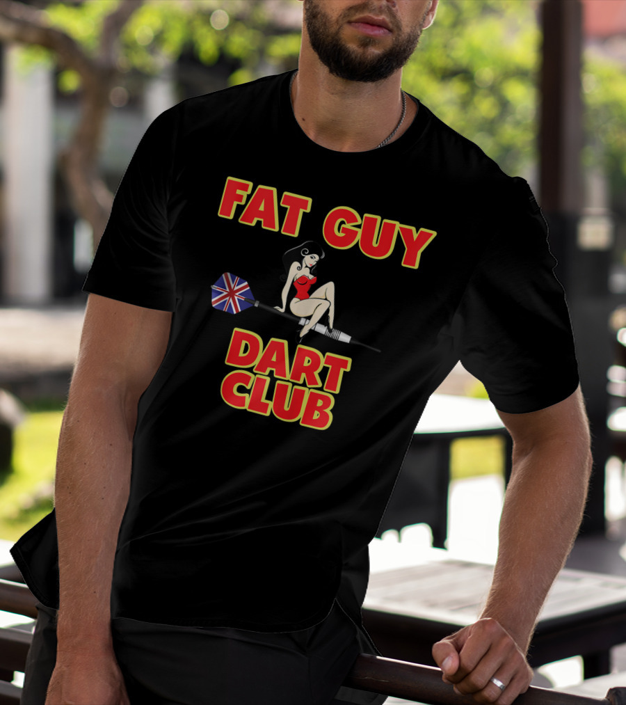 Fat Guy Dart Club Funny Darts Bar Games UK Union Jack T-Shirt