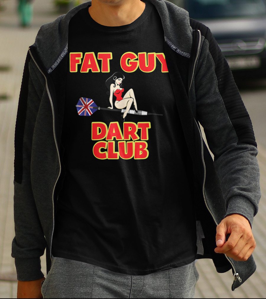 Fat Guy Dart Club Funny Darts Bar Games UK Union Jack T-Shirt