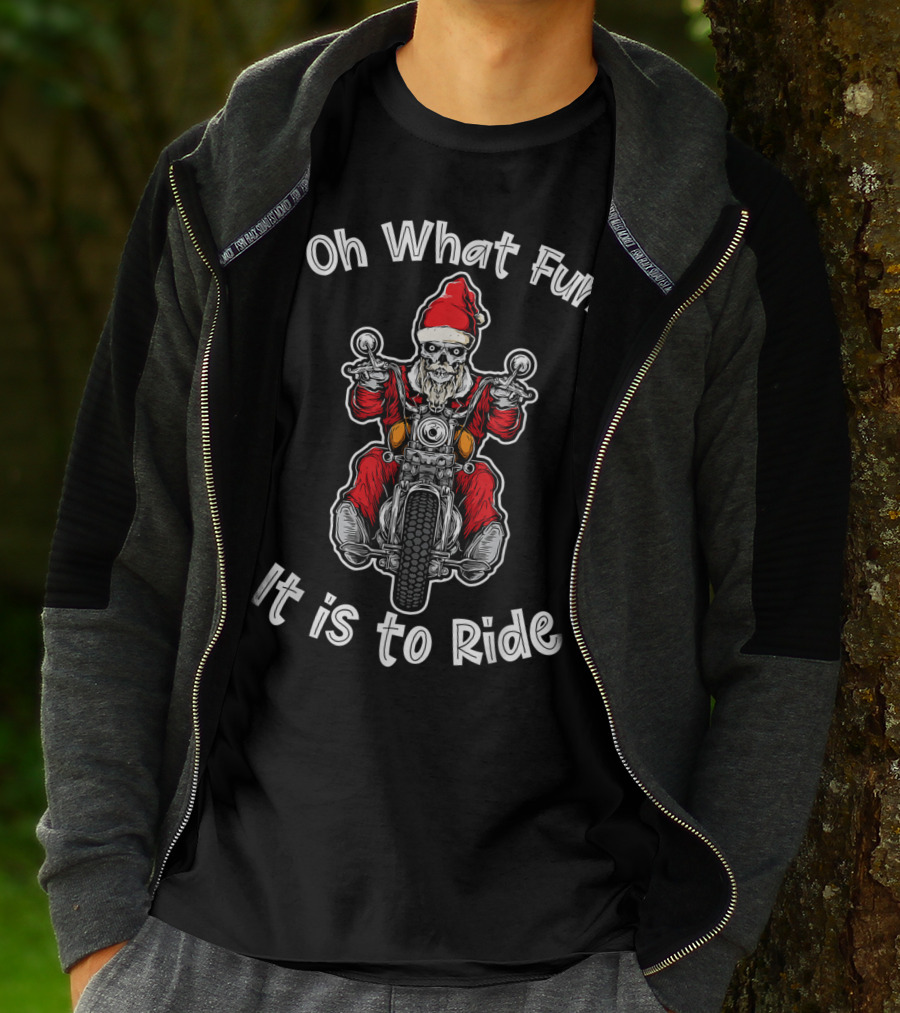 Oh What Fun It Is To Ride Biker Santa Rider T-Shirt