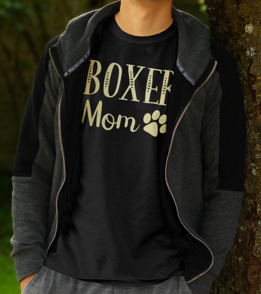 Boxer Mom Funny Dog Lovers Owner Womens Girls Paw Prints T-Shirt
