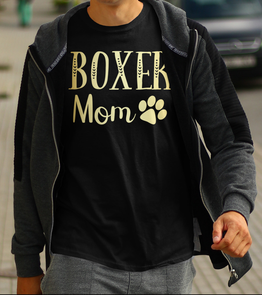 Boxer Mom Funny Dog Lovers Owner Womens Girls Paw Prints T-Shirt