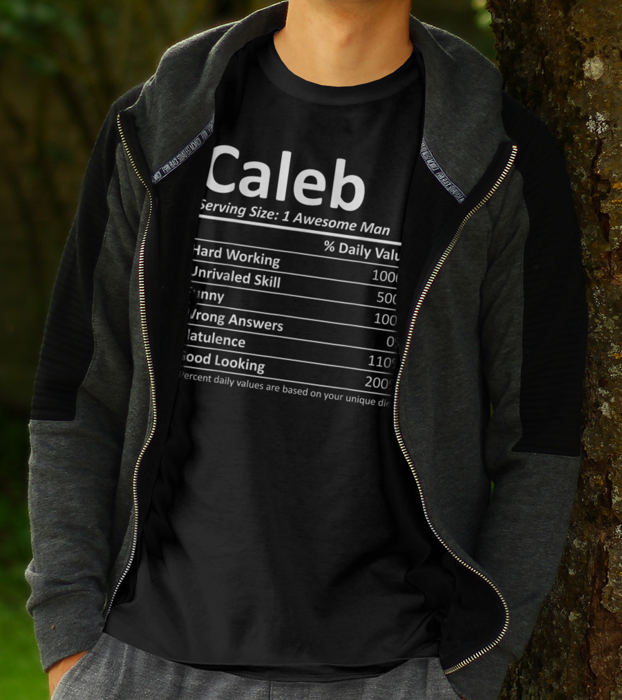 Caleb Nutrition Facts Serving Size: 1 Awesome Man T-Shirt
