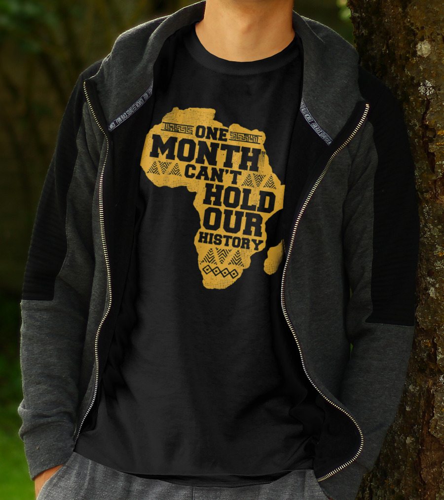 One Month Can't Hold Our History Celebration African Map Kente Cool T-Shirt