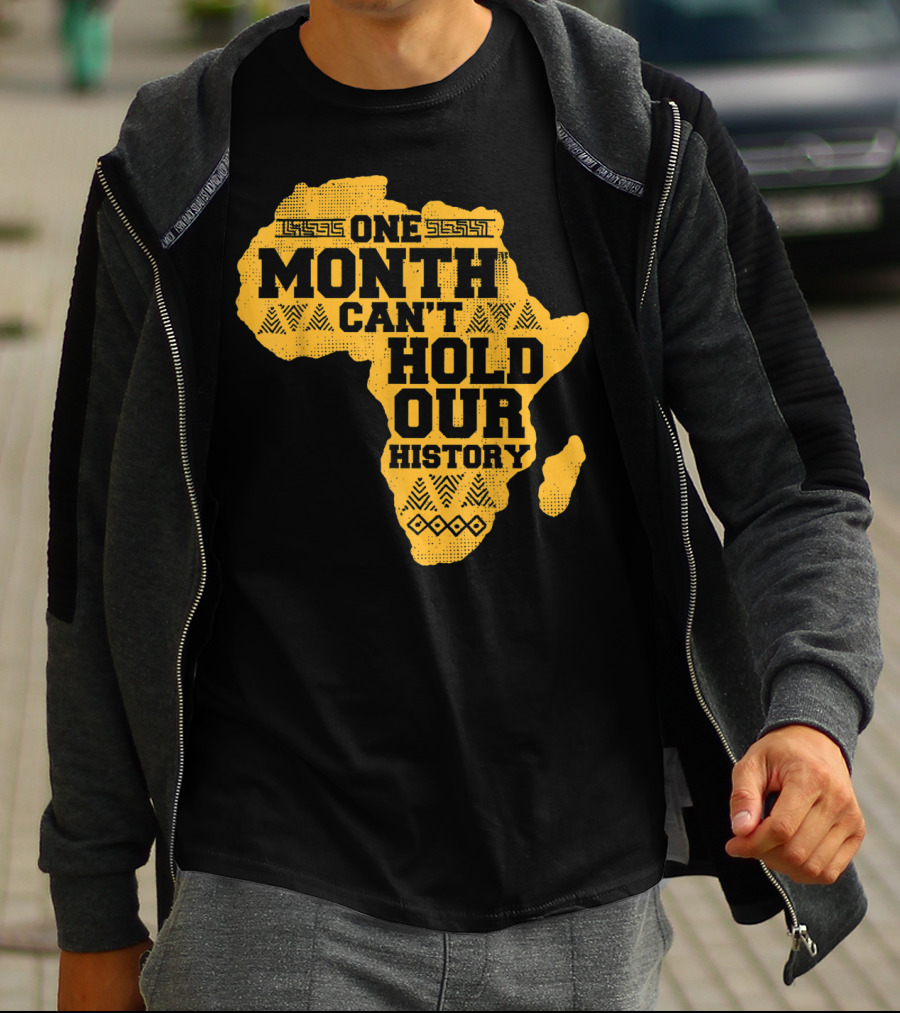 One Month Can't Hold Our History Celebration African Map Kente Cool T-Shirt