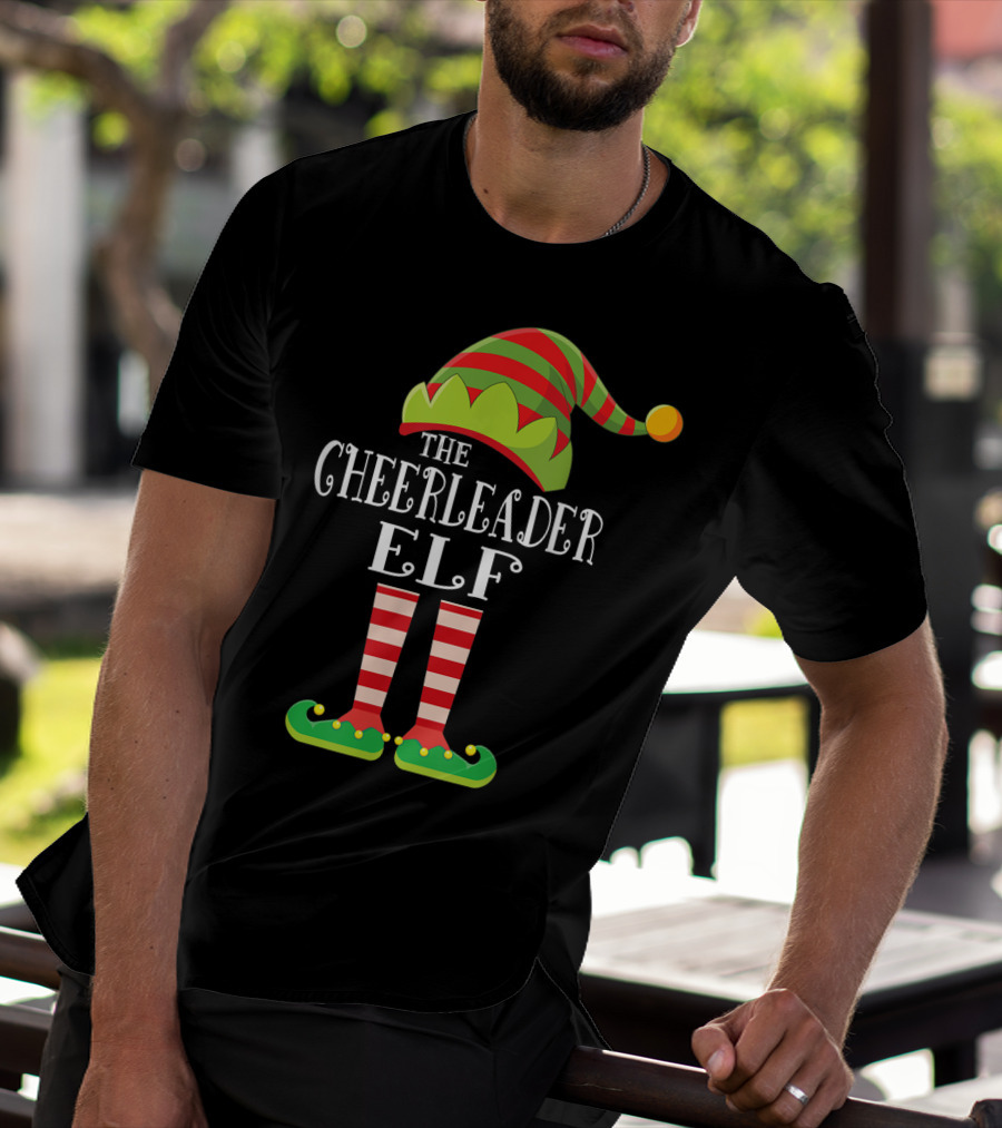 The Cheerleader Elf Matching Family Group Festive Holiday T-Shirt