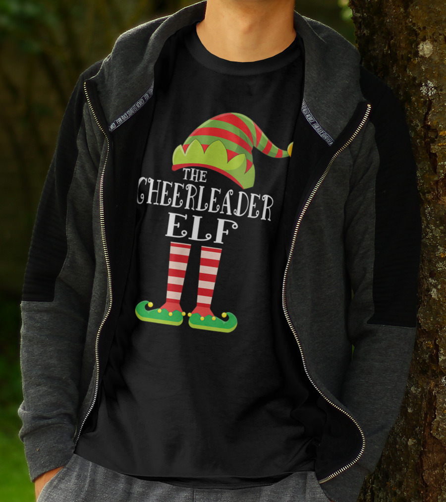 The Cheerleader Elf Matching Family Group Festive Holiday T-Shirt