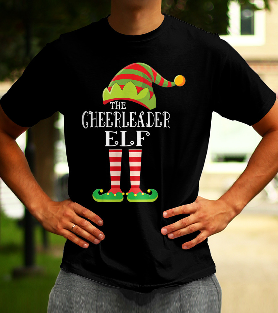 The Cheerleader Elf Matching Family Group Festive Holiday T-Shirt